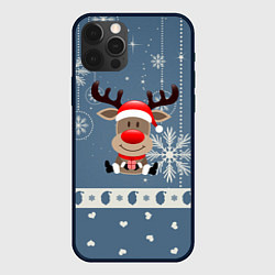 Чехол для iPhone 12 Pro New Years Deer, цвет: 3D-черный