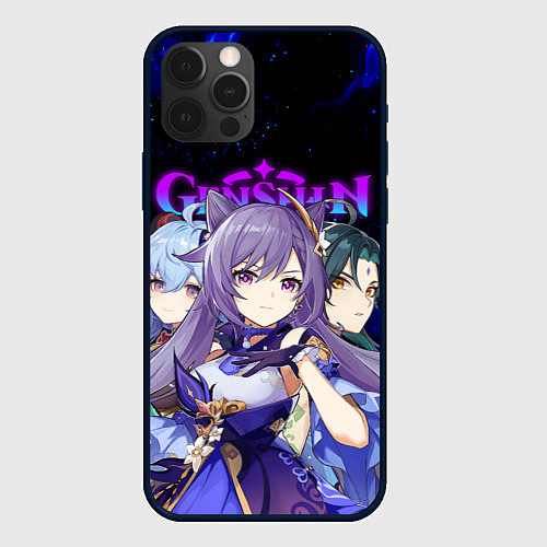 Чехол iPhone 12 Pro GENSHIN IMPACT ГЕРОИНИ В ОГНЕ / 3D-Черный – фото 1