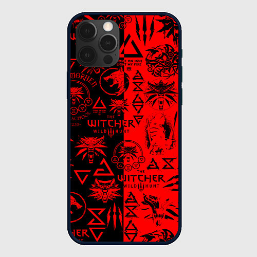 Чехол iPhone 12 Pro THE WITCHER LOGOBOMBING BLACK RED / 3D-Черный – фото 1