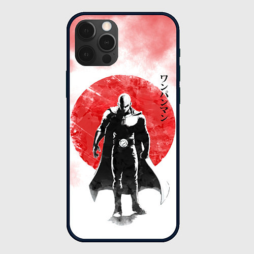 Чехол iPhone 12 Pro Сайтама красный дым One Punch-Man / 3D-Черный – фото 1