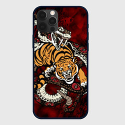 Чехол для iPhone 12 Pro Тигр со Змеёй 2022, цвет: 3D-черный