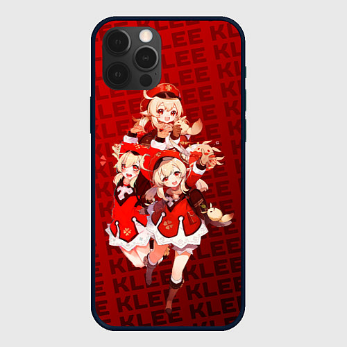 Чехол iPhone 12 Pro Много Кли, Genshin Impact Геншин импакт / 3D-Черный – фото 1