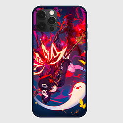Чехол для iPhone 12 Pro Ху тао Летит вниз с призраком Genshin impact, цвет: 3D-черный