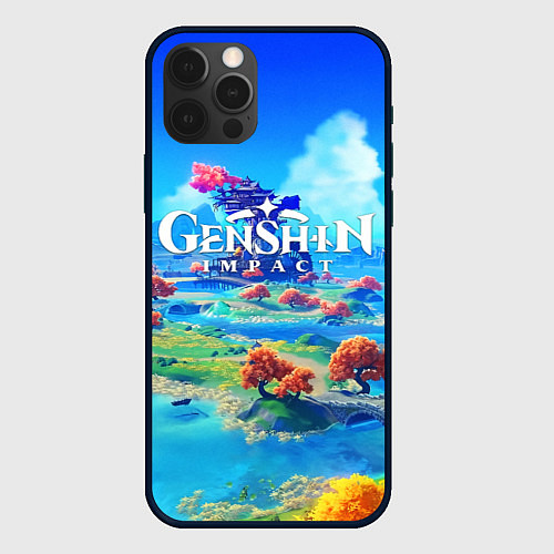 Чехол iPhone 12 Pro МИР ГЕНШИН ИМПАКТ WORLD GENSHIN IMPACT / 3D-Черный – фото 1