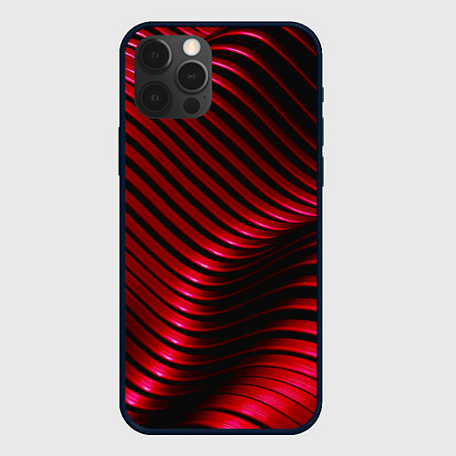 Чехол iPhone 12 Pro Волны красного металла / 3D-Черный – фото 1