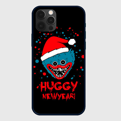 Чехол iPhone 12 Pro Huggy New Year - Poppy Playtime новогодний Хагги В / 3D-Черный – фото 1