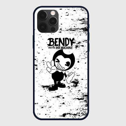 Чехол iPhone 12 Pro Bendy and the ink machine - Black & White / 3D-Черный – фото 1