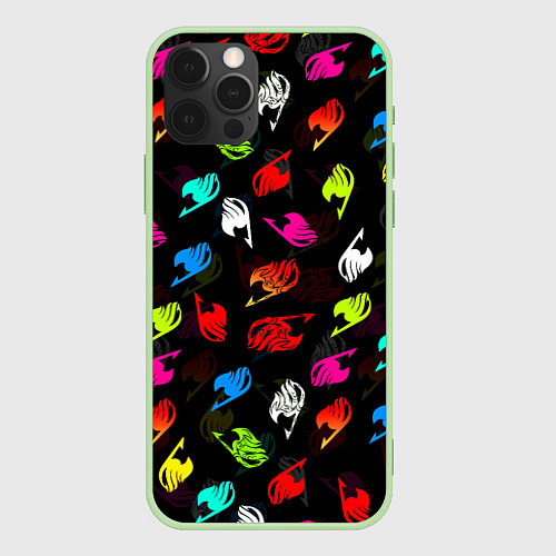 Чехол iPhone 12 Pro ХВОСТ ФЕИ ЛОГОБОМБИНГ ЦВЕТНЫЕ СИМВОЛЫ FAIRY TAIL / 3D-Салатовый – фото 1