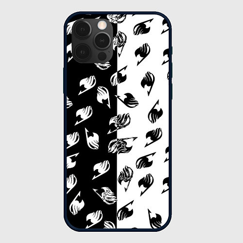 Чехол iPhone 12 Pro FAIRY TAIL BLACK WHITE ХВОСТ ФЕИ СИМВОЛЫ ЧЁРНО БЕЛ / 3D-Черный – фото 1