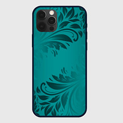 Чехол для iPhone 12 Pro Малахитовые листья, цвет: 3D-черный
