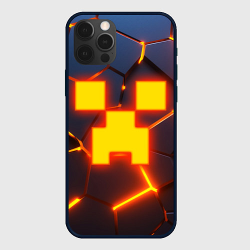 Чехол iPhone 12 Pro ОГНЕННЫЙ КРИПЕР 3D ПЛИТЫ FIRE CREEPER / 3D-Черный – фото 1