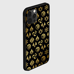 Чехол для iPhone 12 Pro GOLDEN GENSHIN IMPACT PATTERN ЗОЛОТО ГЕНШИН ИМПАКТ, цвет: 3D-черный — фото 2