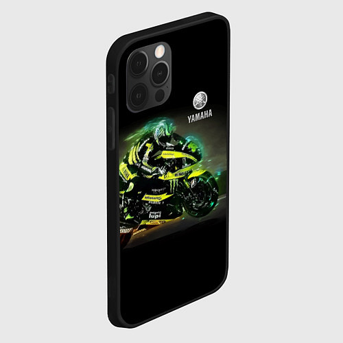 Чехол iPhone 12 Pro YAMAHA - famous racing team! / 3D-Черный – фото 2