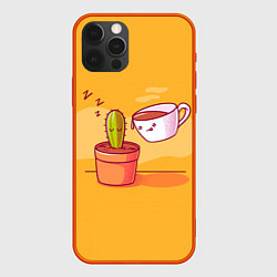 Чехол iPhone 12 Pro Кактус и кружка с кофе