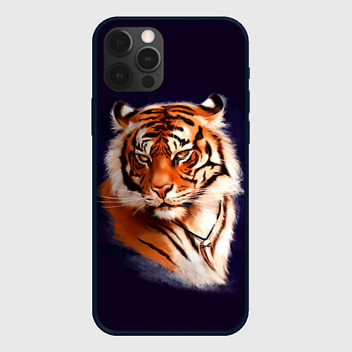 Чехол iPhone 12 Pro Грозный Тигр Символ 2022 Года Tiger Beast / 3D-Черный – фото 1