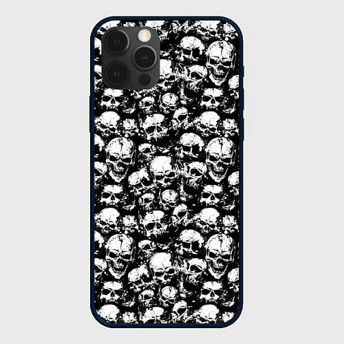 Чехол iPhone 12 Pro Screaming skulls / 3D-Черный – фото 1