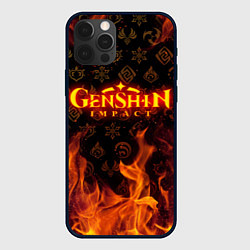 Чехол iPhone 12 Pro GENSHIN IMPACT FIRE SYMBOL ОГНЕННАЯ СТИХИЯ