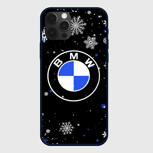 Чехол iPhone 12 Pro НОВОГОДНИЙ БМВ НОВЫЙ ГОД BMW / 3D-Черный – фото 1