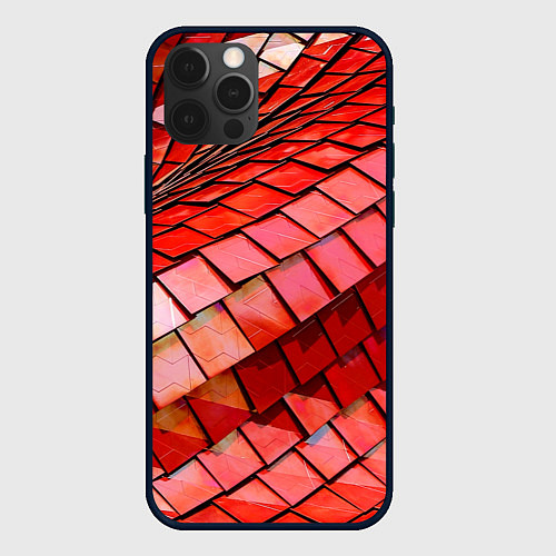 Чехол iPhone 12 Pro Красная спартаковская чешуя / 3D-Черный – фото 1