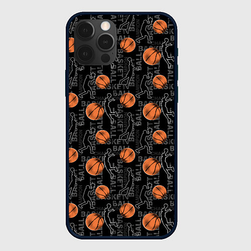 Чехол iPhone 12 Pro BASKETBALL - Баскетбол / 3D-Черный – фото 1