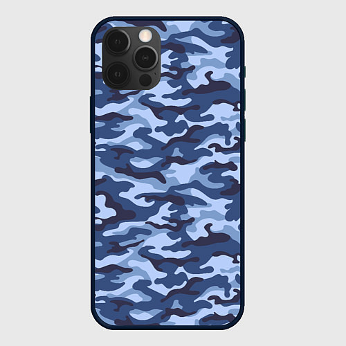 Чехол iPhone 12 Pro Синий Камуфляж Camouflage / 3D-Черный – фото 1