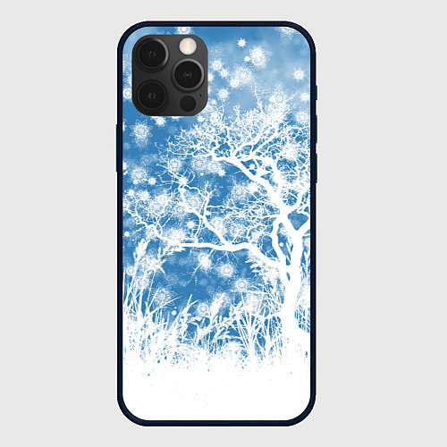 Чехол iPhone 12 Pro Коллекция Зимняя сказка Зимний пейзаж W-1 / 3D-Черный – фото 1