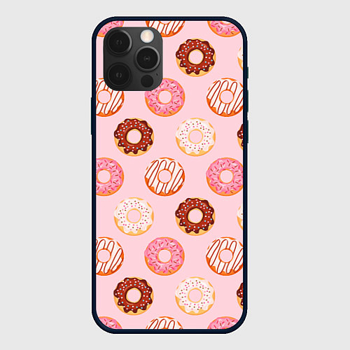 Чехол iPhone 12 Pro Pink donuts / 3D-Черный – фото 1