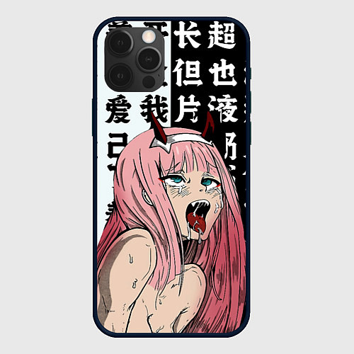 Чехол iPhone 12 Pro AHEGAO ZERO TWO Зеро ту ахегао / 3D-Черный – фото 1