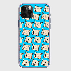 Чехол для iPhone 12 Pro Screaming woman cat, цвет: 3D-светло-сиреневый