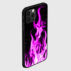 Чехол для iPhone 12 Pro ОГОНЬ НЕОНОВЫЙ ПЛАМЯ, цвет: 3D-черный — фото 2