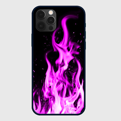 Чехол iPhone 12 Pro ОГОНЬ НЕОНОВЫЙ ПЛАМЯ / 3D-Черный – фото 1
