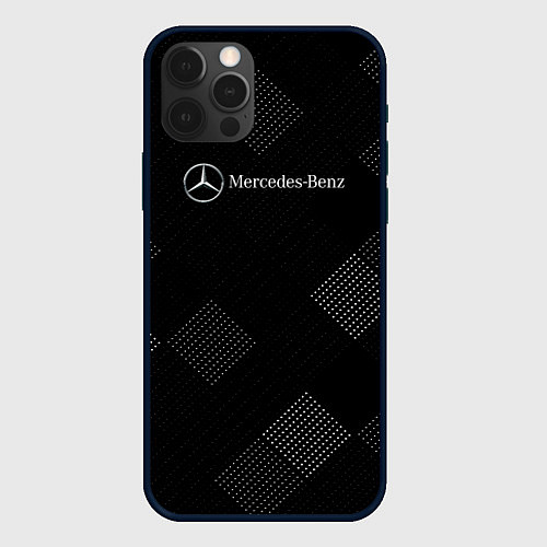 Чехол iPhone 12 Pro Mercedes-Benz - В клетку / 3D-Черный – фото 1