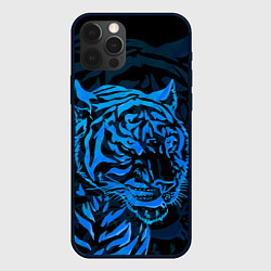 Чехол для iPhone 12 Pro Голубой тигр Blue, цвет: 3D-черный