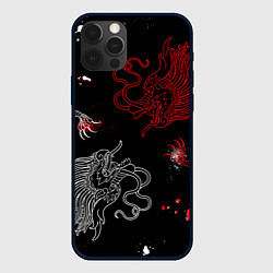 Чехол iPhone 12 Pro Китайский дракон Красно - Белый