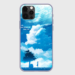 Чехол для iPhone 12 Pro Let your dreams come true, цвет: 3D-светло-сиреневый
