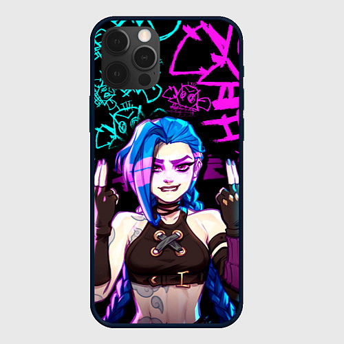 Чехол iPhone 12 Pro JINX ДЖИНКС NEON PATTERN / 3D-Черный – фото 1