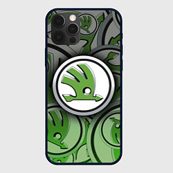 Чехол для iPhone 12 Pro Skoda Carbone Pattern, цвет: 3D-черный