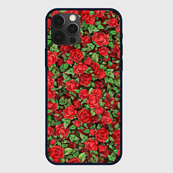 Чехол для iPhone 12 Pro Букет алых роз, цвет: 3D-черный