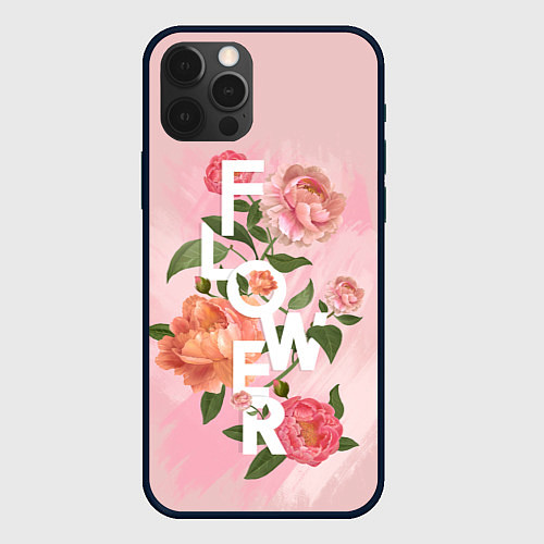 Чехол iPhone 12 Pro Pink Flower / 3D-Черный – фото 1