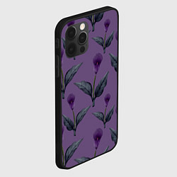 Чехол для iPhone 12 Pro Фиолетовые каллы с зелеными листьями, цвет: 3D-черный — фото 2