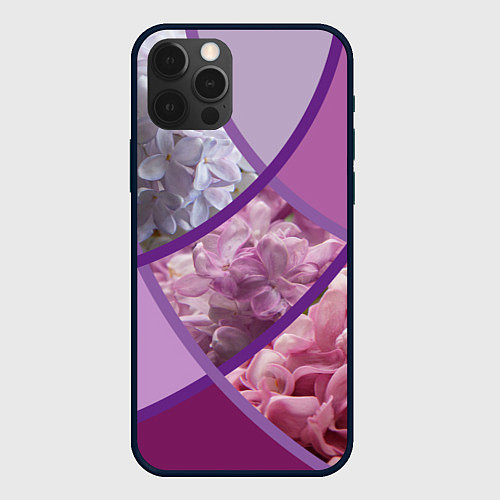 Чехол iPhone 12 Pro Весна Полосатый принт Сирень / 3D-Черный – фото 1