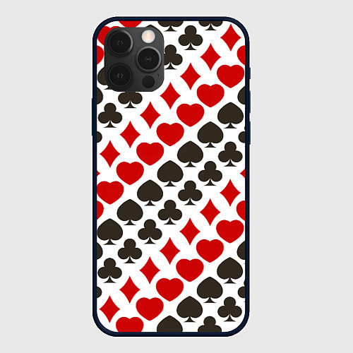 Чехол iPhone 12 Pro Карточные Масти Card Suits / 3D-Черный – фото 1