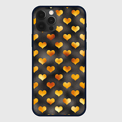 Чехол iPhone 12 Pro Сердечки Gold and Black