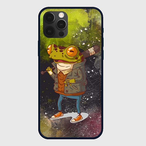 Чехол iPhone 12 Pro Лягушка хулиган Frog hooligan / 3D-Черный – фото 1