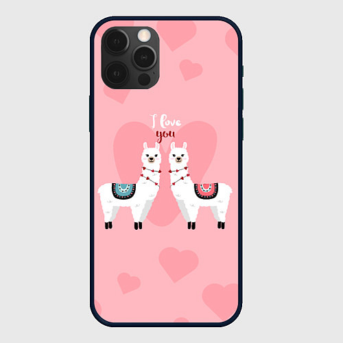 Чехол iPhone 12 Pro Lama I Love You / 3D-Черный – фото 1