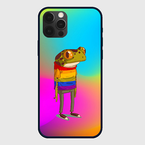 Чехол iPhone 12 Pro Радужная лягушка Rainbow Frog / 3D-Черный – фото 1