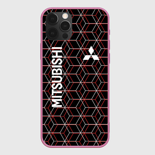 Чехол iPhone 12 Pro Mitsubishi митсубиси / 3D-Малиновый – фото 1