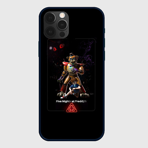 Чехол iPhone 12 Pro FNAF 9 Security Breach персонажи / 3D-Черный – фото 1