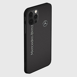 Чехол для iPhone 12 Pro Mercedes карбоновые полосы, цвет: 3D-черный — фото 2