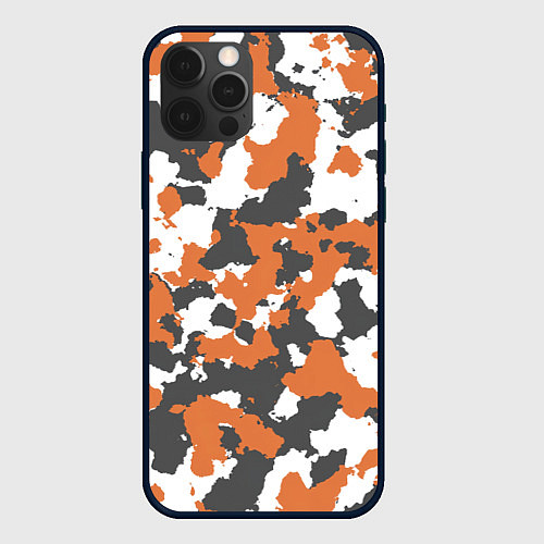 Чехол iPhone 12 Pro Orange Camo / 3D-Черный – фото 1